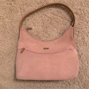 Gucci pink suede & tan leather hobo shoulder handbag